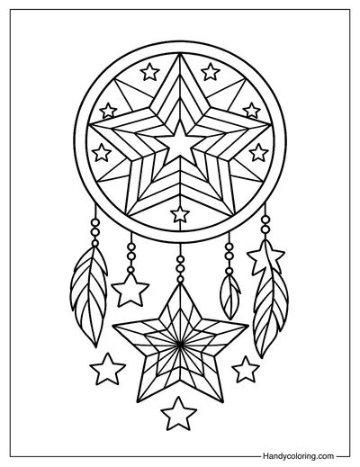Star Dreamcatcher Coloring Page