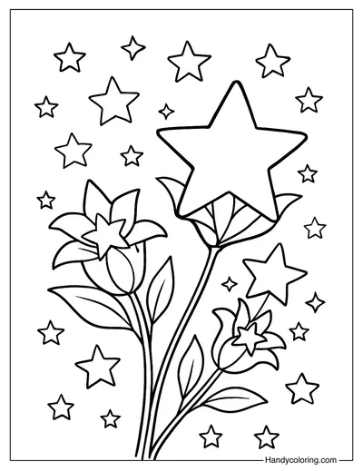 Star Flowers Coloring Page