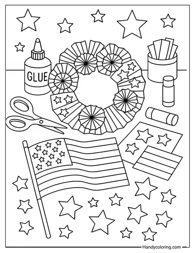 Star Garland and Decor Table Coloring Page