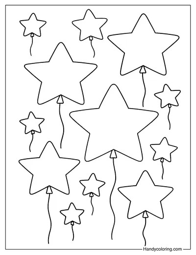 Star Shaped Balloons Coloring Page