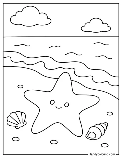 Starfish and Small Waves Scene