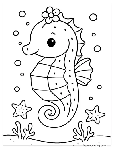 Starfruit Seahorse Coloring Page