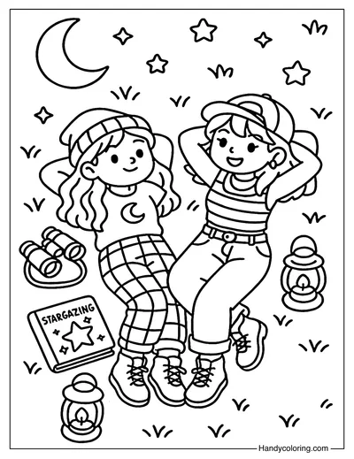 Stargazing Together Coloring Page