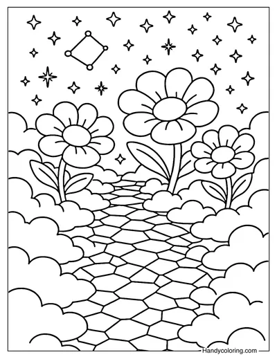 Starlit Garden of Wonders Coloring Page