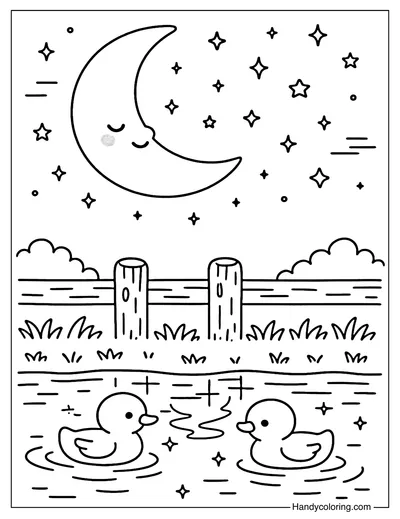 Starry Fence Coloring Page