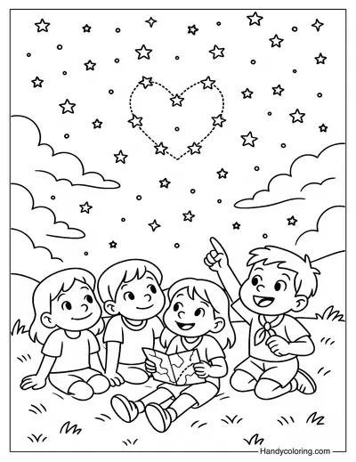 Starry Night Camp Coloring Page