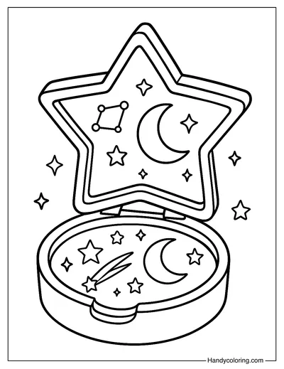 Starry Sky Powder Compact Coloring Page