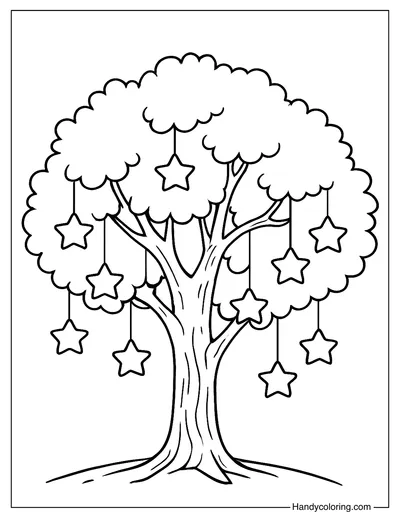 Starry Tree Coloring Page