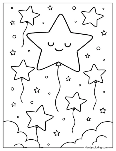 Stars and Balloons Coloring Page