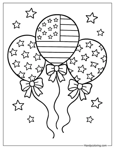 Stars And Stripes Balloon Coloring Page