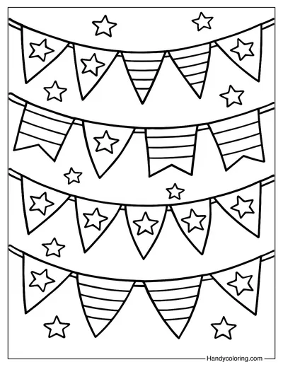 Stars and Stripes Garland Coloring Page