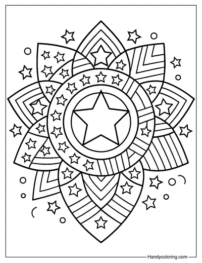 Stars Burst Mandala Coloring Page