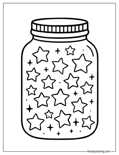 Stars in a Jar Coloring Page
