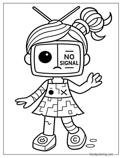 Static the Glitch Doll Coloring Page