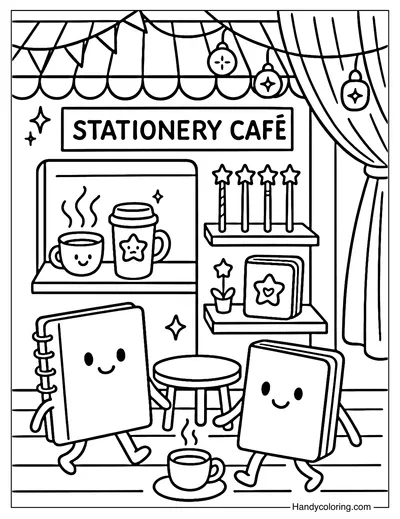 Stationery Cafe Coloring Page