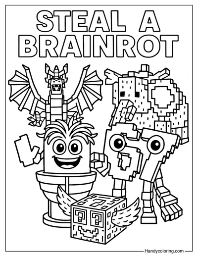 Steal a Brainrot Roblox Coloring Page