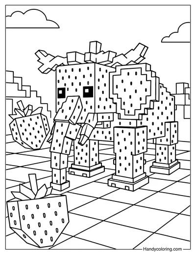 Steal a Brainrot Strawberry Elephant Coloring Page