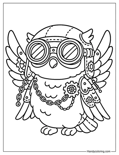 Steampunk Owl Coloring Page