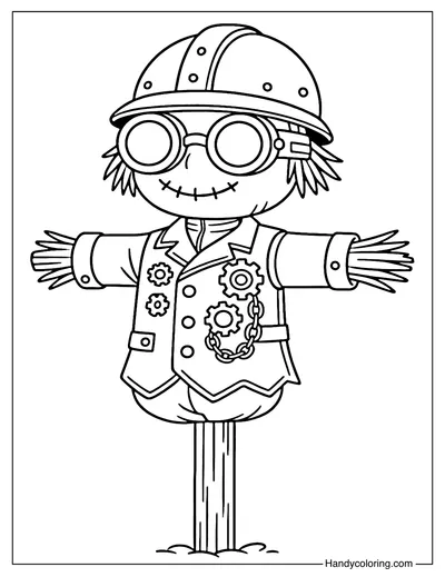 Steampunk Scarecrow Coloring Page