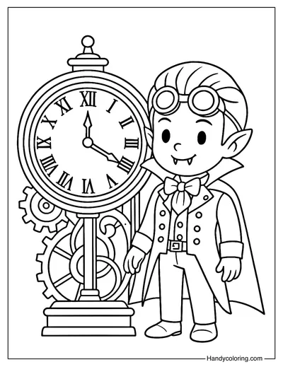 Steampunk Vampire Coloring Page