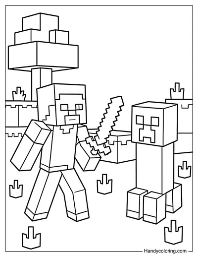 Steve Facing a Creeper