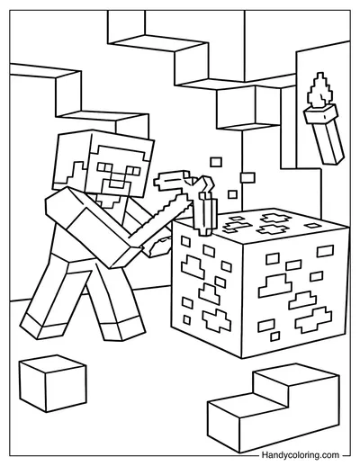 Steve Mining a Diamond Ore Block