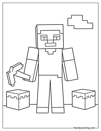 Steve Standing with a Pickaxe