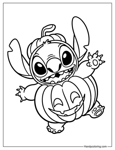 Stitch Disney Halloween Coloring Page