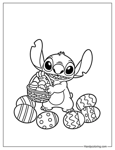Stitch Holding An Easter Egg Basket