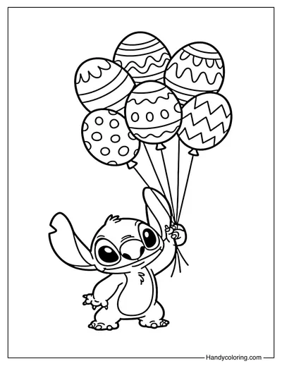 Stitch Holding Easter Balloons