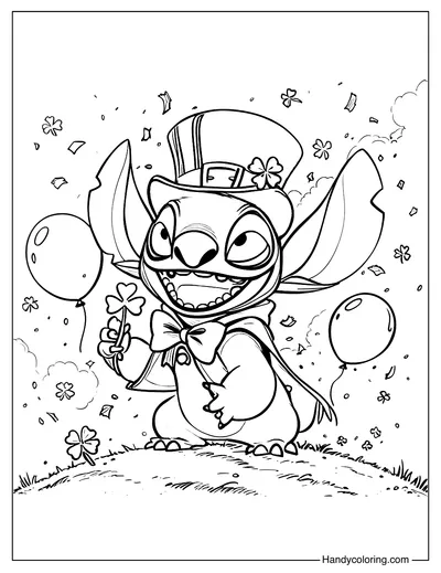 Stitch Patrick's Day Coloring Page