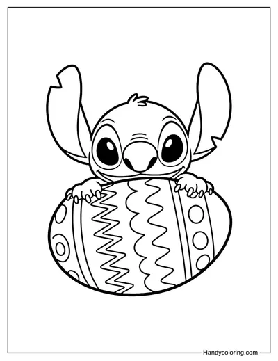 Stitch Peeking from Behind Easter Egg