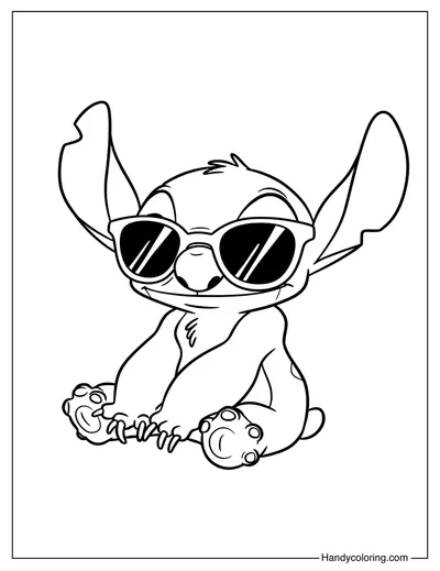 Stitch Wearing Sunglasses Coloring Page