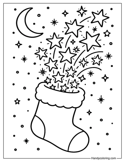 Stocking Full of Stars Coloring Page