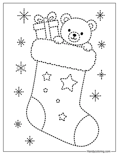 Stocking Tracing Christmas Coloring Page