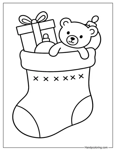 Stocking with Gifts Coloring Page