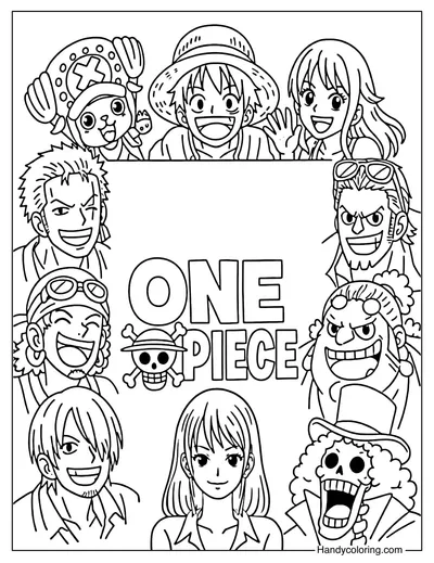 Straw Hat Crew Face with One Piece Text
