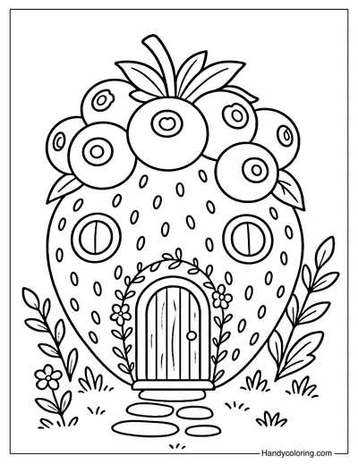 Strawberry Blueberry House Coloring Page