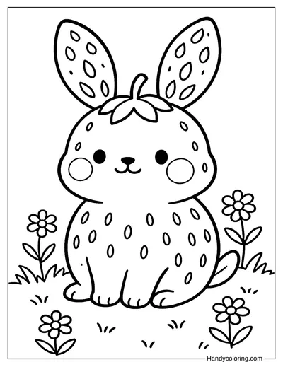 Strawberry Bunny Coloring Page