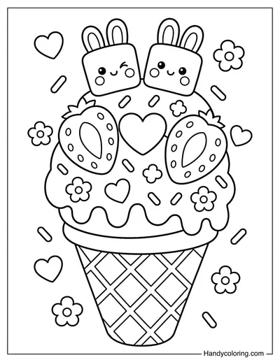 Strawberry Bunny Ice Cream Cone