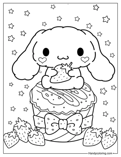 Strawberry Cupcake Cinnamoroll Coloring Page