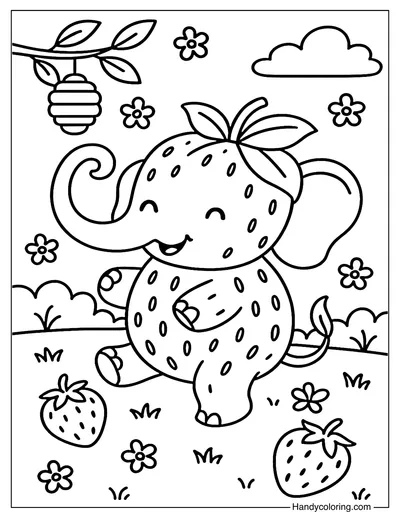 Strawberry Elephant Coloring Page
