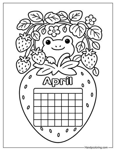 Strawberry Garden Calendar April Coloring Page