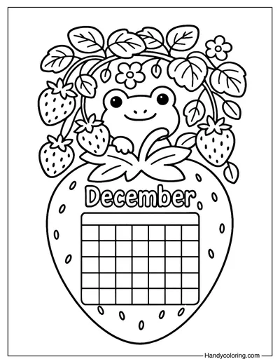Strawberry Garden Calendar December Coloring Page