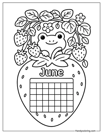 Strawberry Garden Calendar June Coloring Page