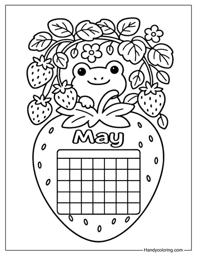 Strawberry Garden Calendar May Coloring Page