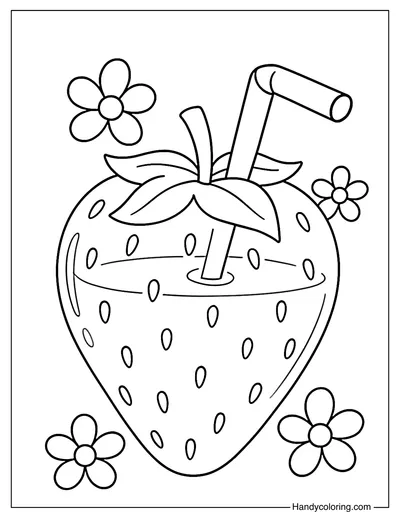 Strawberry Glow Sip Coloring Page
