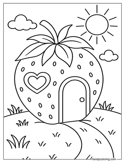 Strawberry House Coloring Page