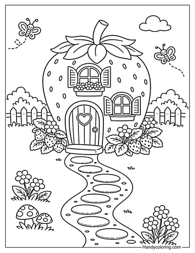 Strawberry House with Butterflies