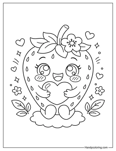 Strawberry Hugging Heart
